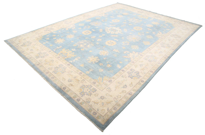 Blue Afghan Ziegler Rug 8' 9" x 11' 10" Hand-Knotted | No. AT88061