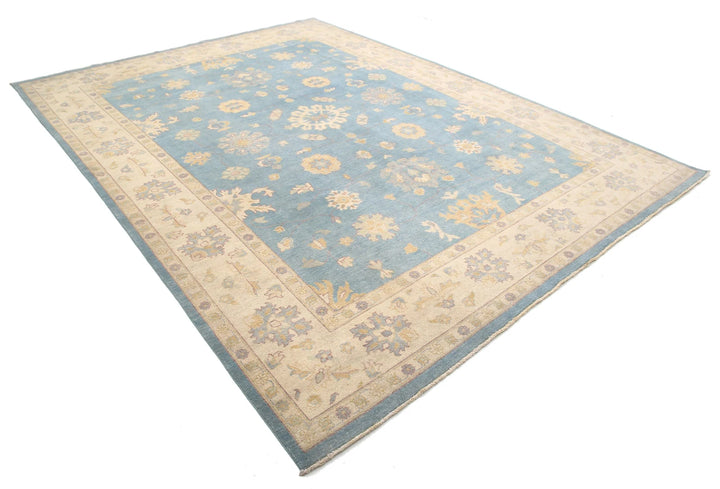 Blue Afghan Ziegler Rug 8' 9" x 11' 10" Hand-Knotted | No. AT88061