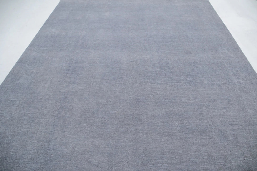 Grey Afghan Overdye Rug 8' 8" x 11' 5" Hand-Knotted | No. AT88099
