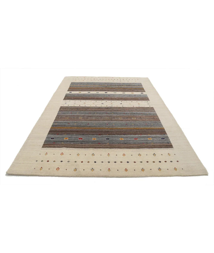 Ivory Indian Oriental Rug 6' 7" x 9' 9" Hand-Knotted | No. AT88160