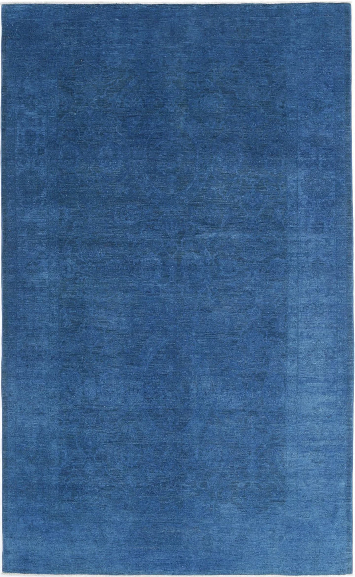 Blue Afghan Overdye Rug 5' 11" x 9' 9" Hand-Knotted | No. AT88186