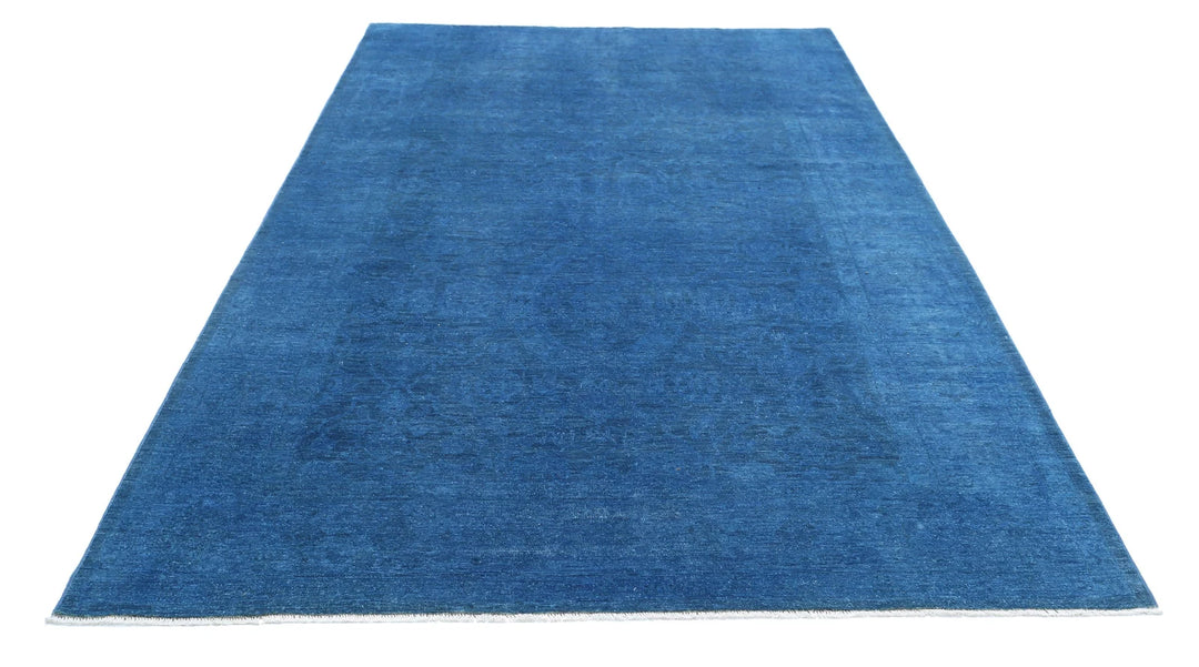Blue Afghan Overdye Rug 5' 11" x 9' 9" Hand-Knotted | No. AT88186