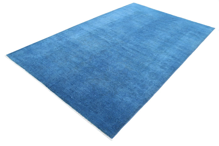 Blue Afghan Overdye Rug 5' 11" x 9' 9" Hand-Knotted | No. AT88186