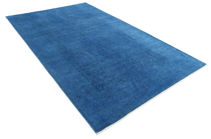 Blue Afghan Overdye Rug 5' 11" x 9' 9" Hand-Knotted | No. AT88186