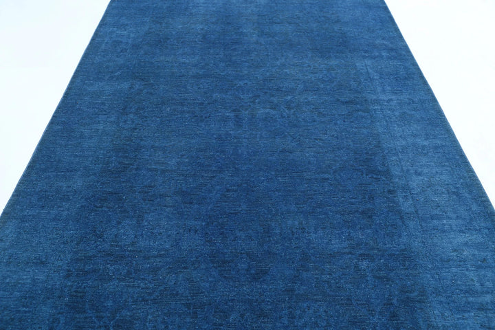 Blue Afghan Overdye Rug 5' 11" x 9' 9" Hand-Knotted | No. AT88186