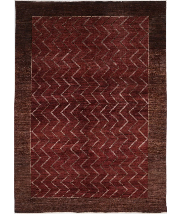 Multicolor Afghan Oriental Rug 6' 4" x 8' 10" Hand-Knotted