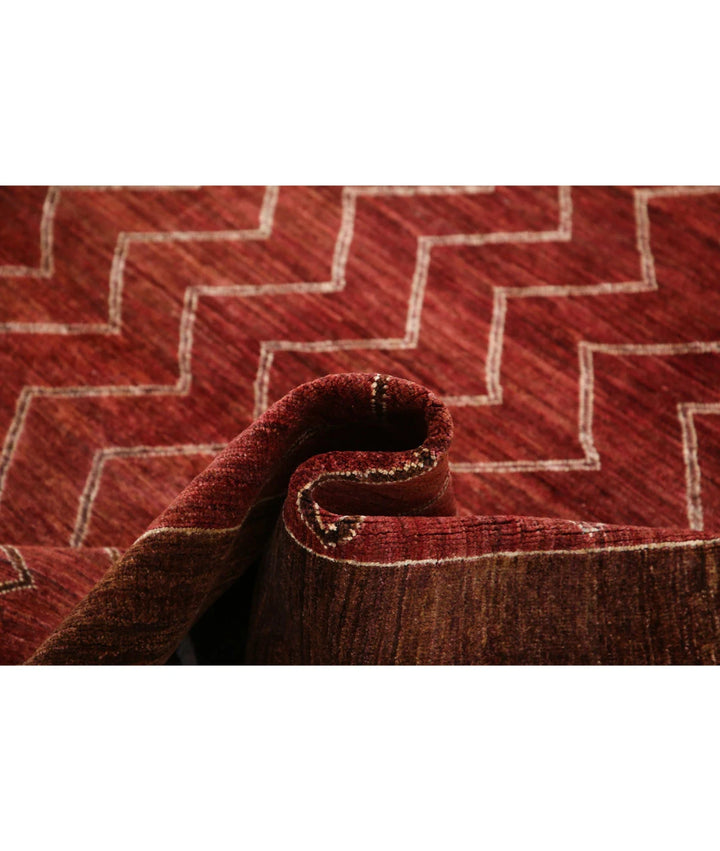 Multicolor Afghan Oriental Rug 6' 4" x 8' 10" Hand-Knotted close-up