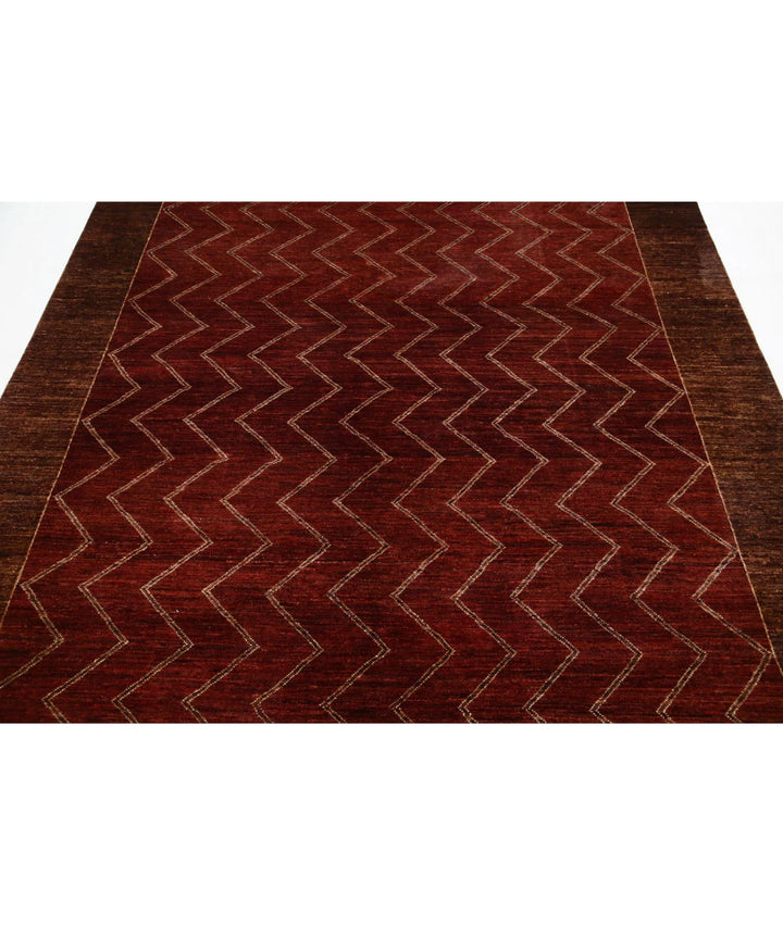 Multicolor Afghan Oriental Rug 6' 4" x 8' 10" Hand-Knotted border