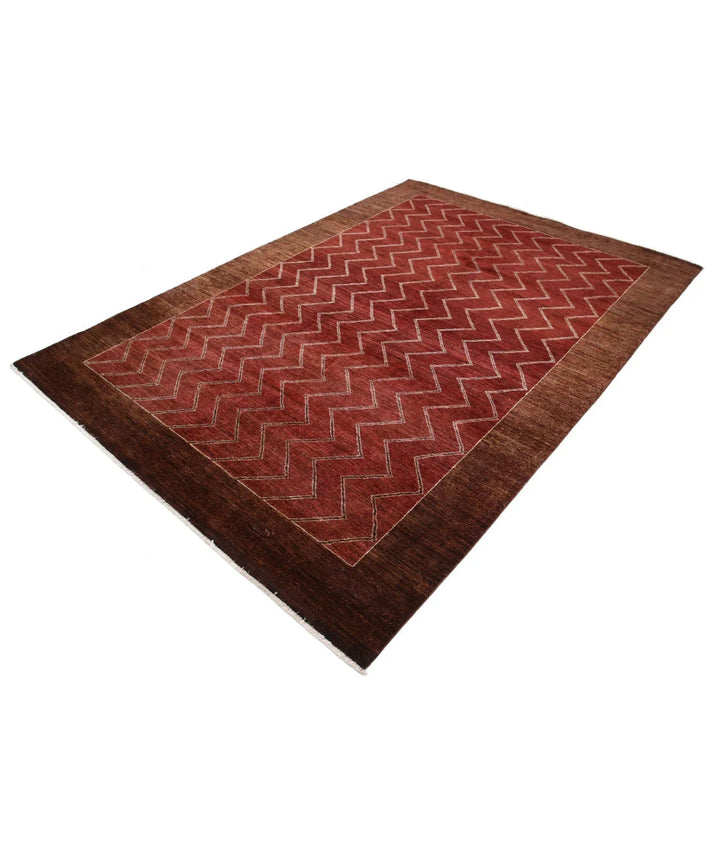 Multicolor Afghan Oriental Rug 6' 4" x 8' 10" Hand-Knotted | No. AT88276