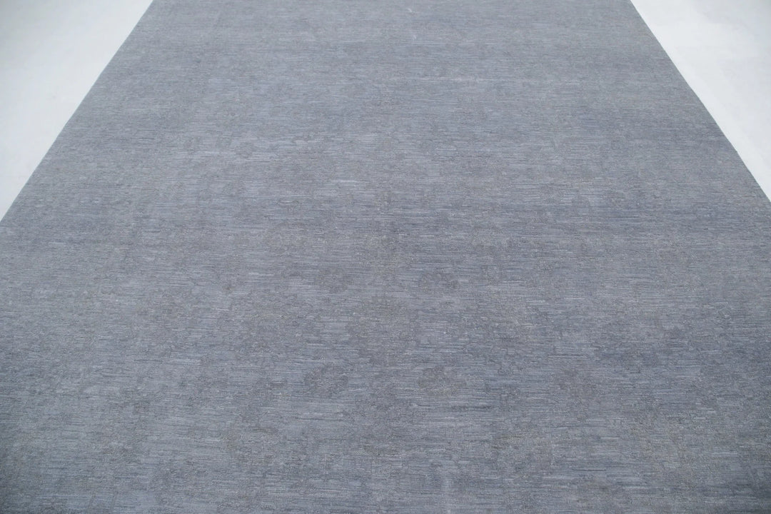 Grey Afghan Overdye Rug 8' 9" x 12' 0" Hand-Knotted | No. AT88368