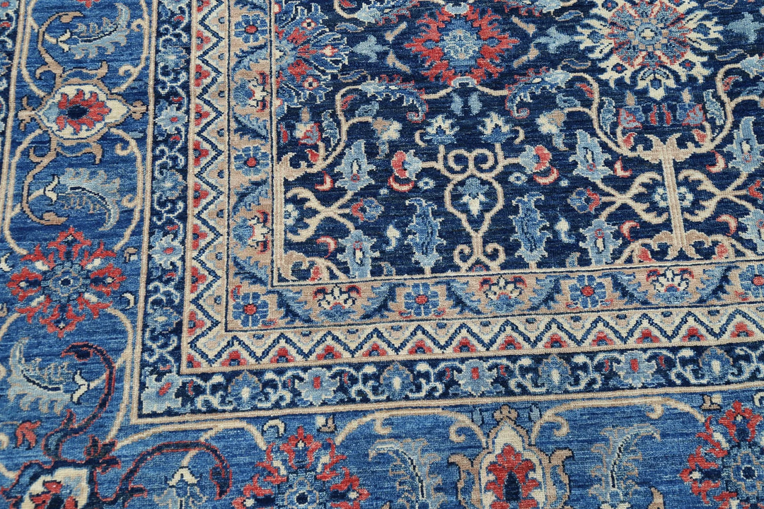 Blue Afghan Jasmine Sultani Rug 11' 10" x 17' 7" Hand-Knotted | No. AT88449