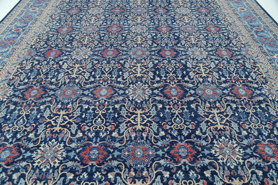 Blue Afghan Jasmine Sultani Rug 11' 10" x 17' 7" Hand-Knotted | No. AT88449