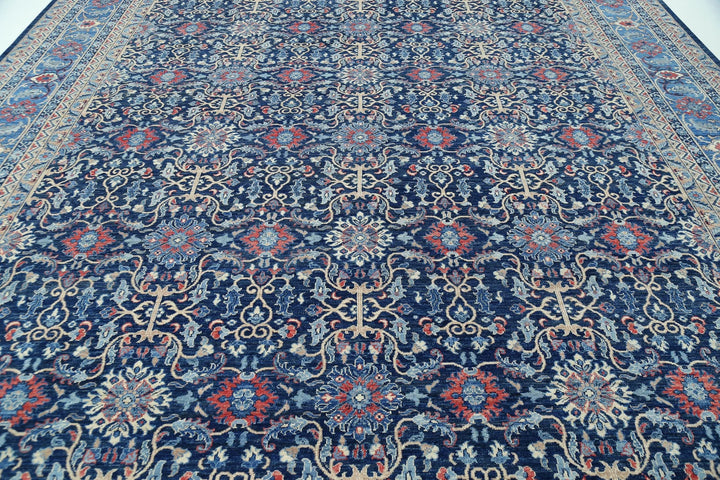 Blue Afghan Jasmine Sultani Rug 11' 10" x 17' 7" Hand-Knotted | No. AT88449