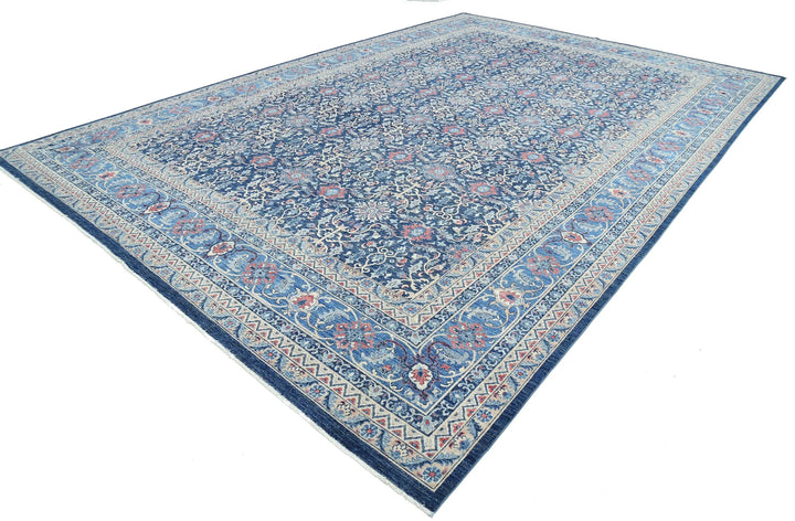 Blue Afghan Jasmine Sultani Rug 11' 10" x 17' 7" Hand-Knotted | No. AT88449