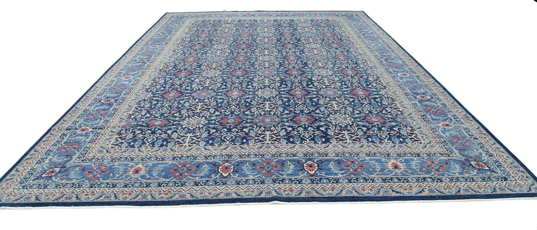 Blue Afghan Jasmine Sultani Rug 11' 10" x 17' 7" Hand-Knotted | No. AT88449