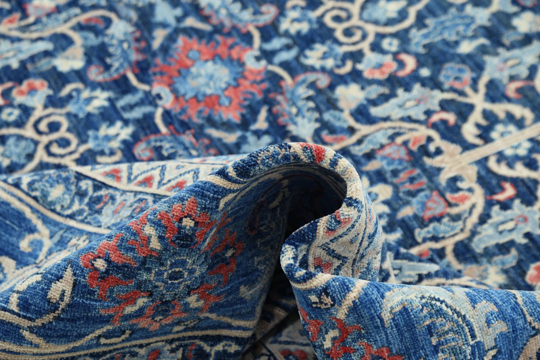 Blue Afghan Jasmine Sultani Rug 11' 10" x 17' 7" Hand-Knotted | No. AT88449