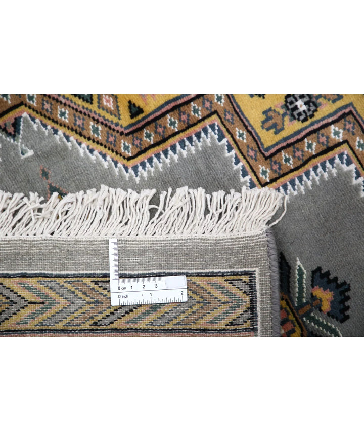 Grey Gold Pakistani Bokhara Rug 4' 6" x 6' 7" Hand-Knotted | No. AT88460