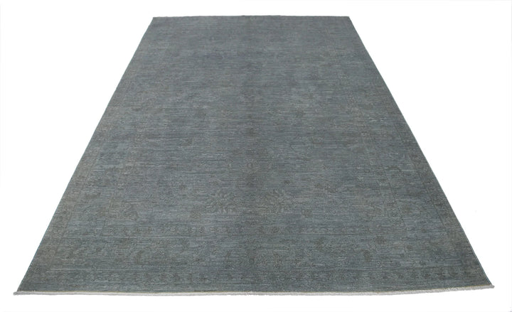Grey Afghan Overdye Rug 6' 2" x 8' 10" Hand-Knotted | No. AT88480