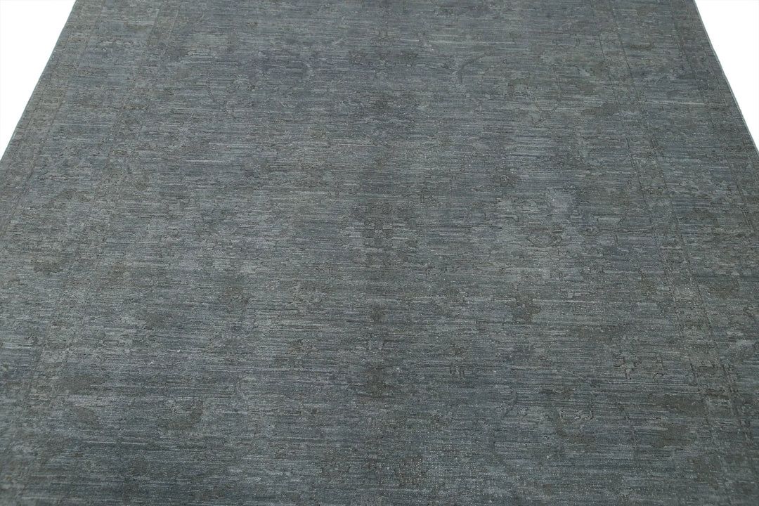 Grey Afghan Overdye Rug 6' 2" x 8' 10" Hand-Knotted | No. AT88480