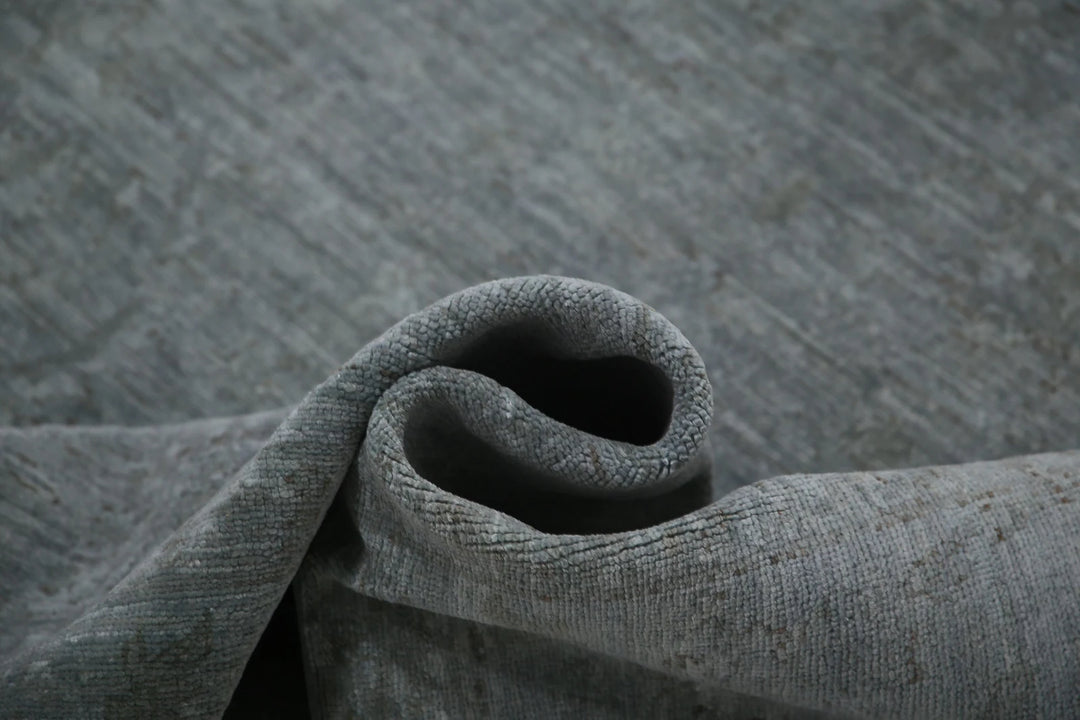 Grey Afghan Overdye Rug 6' 2" x 8' 10" Hand-Knotted | No. AT88480