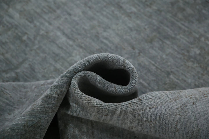 Grey Afghan Overdye Rug 6' 2" x 8' 10" Hand-Knotted | No. AT88480