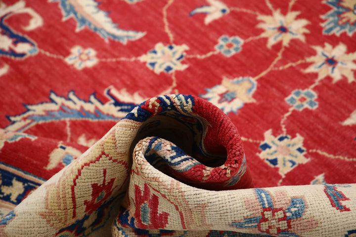 Red Afghan Ziegler Rug 6' 8" x 9' 6" Hand-Knotted | No. AT88517