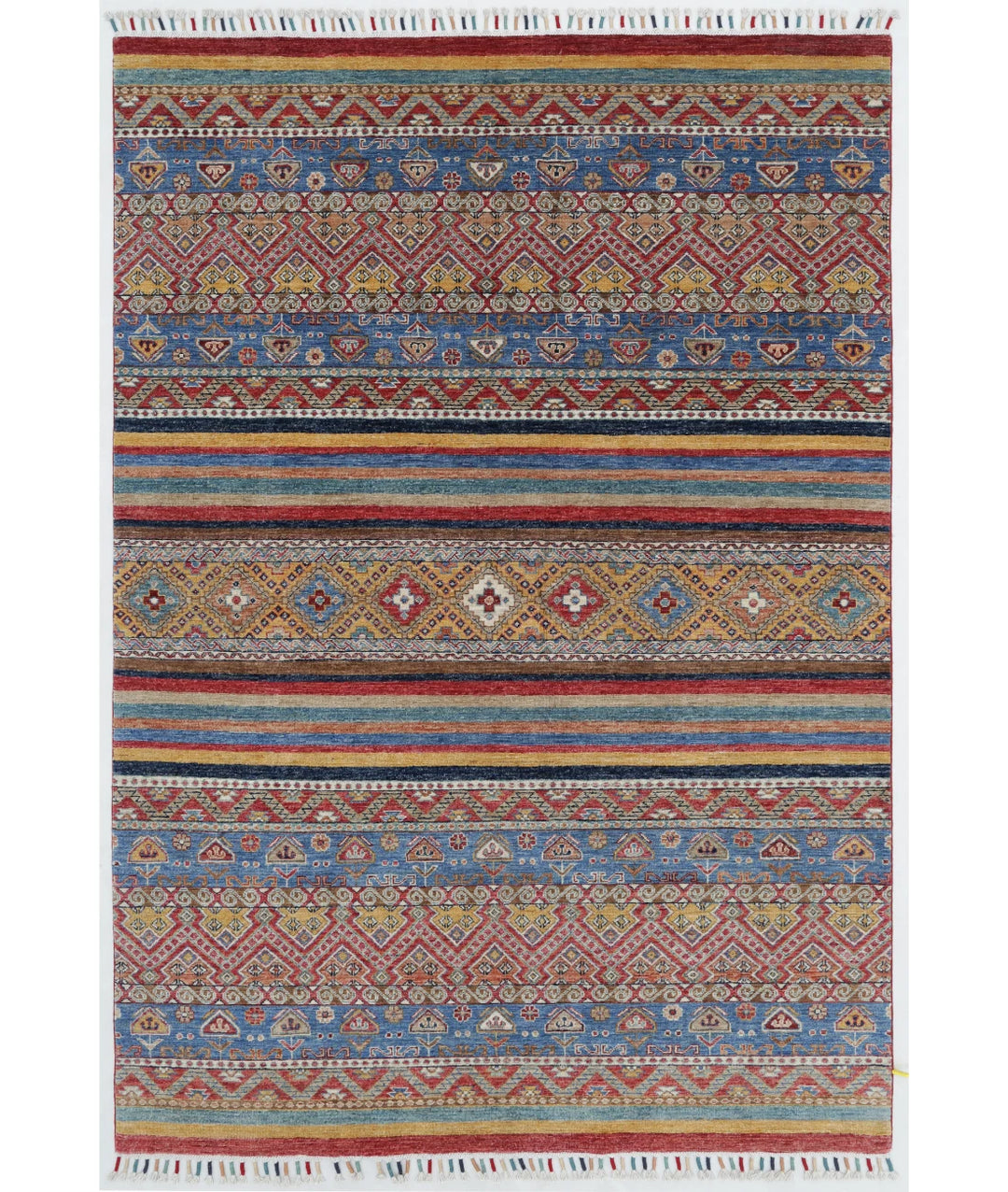 Blue Afghan Khurjeen Rug 5' 6" x 8' 1" Hand-Knotted | No. AT88532