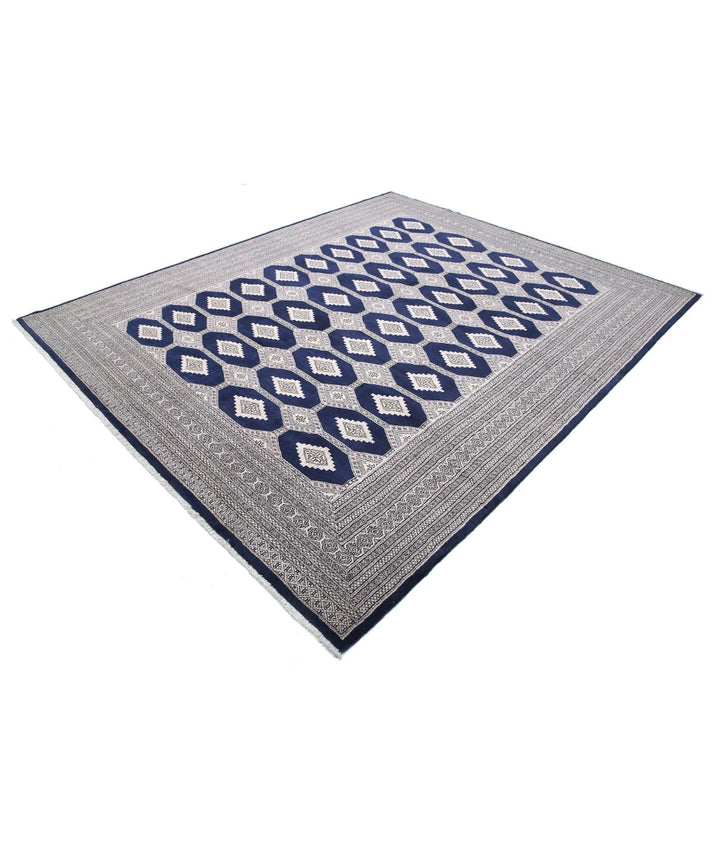 Blue Pakistani Tribal Rug 8' 0" x 9' 9" Hand-Knotted border