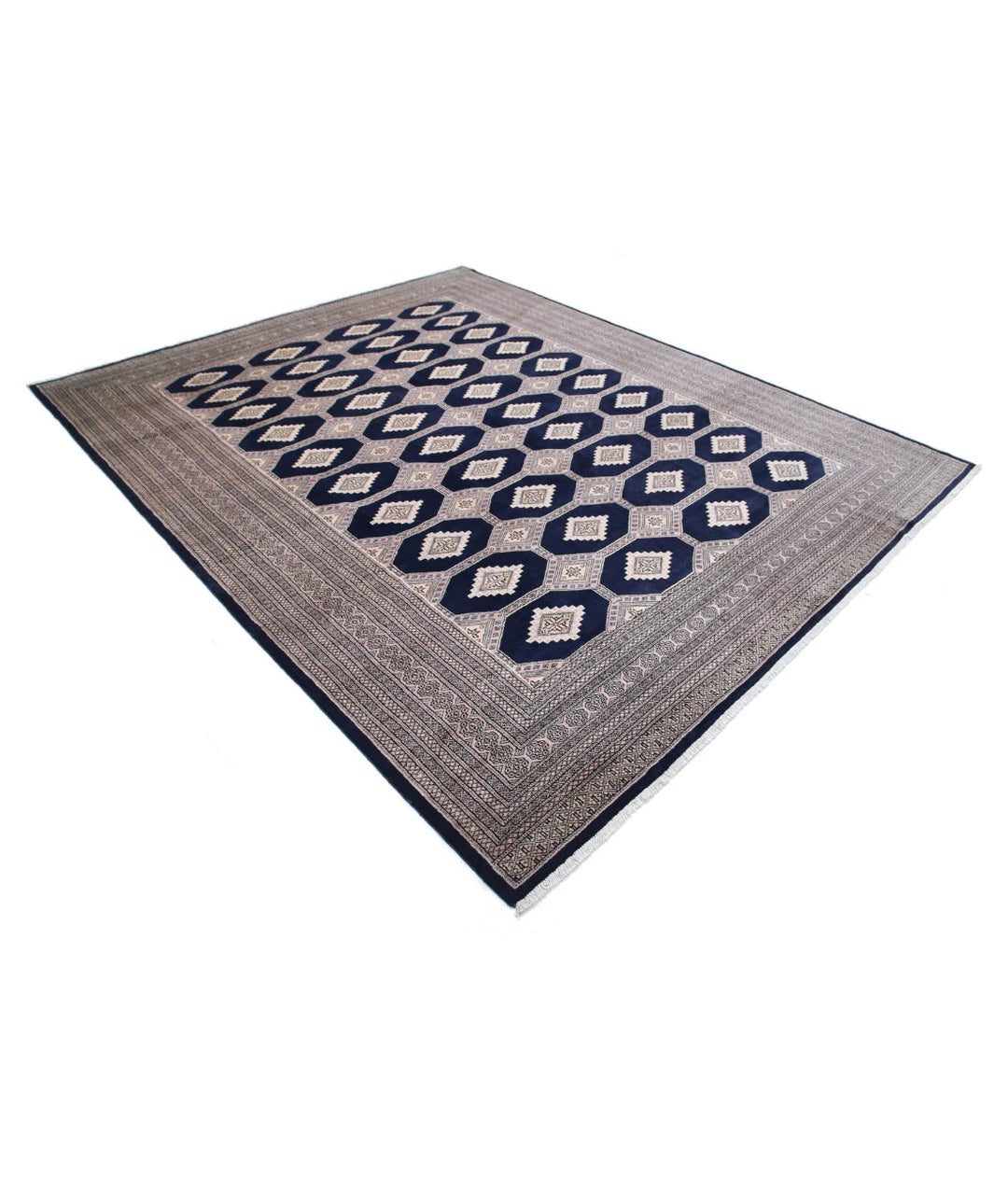 Blue Pakistani Tribal Rug 8' 0" x 9' 9" Hand-Knotted field