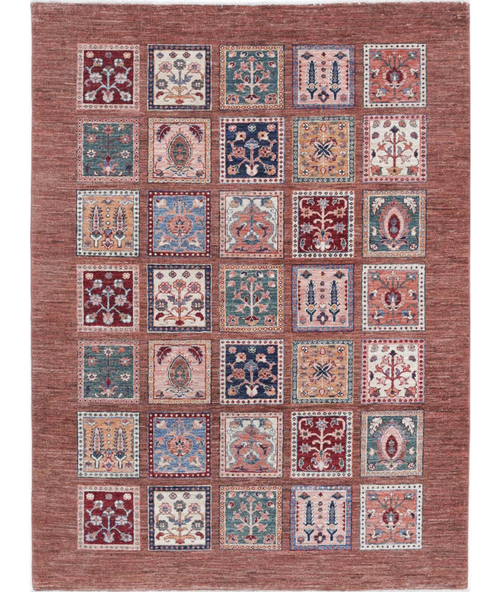 Afghan Bakhtiari Rug 4' 10" x 6' 6" Hand-Knotted | No. AT88958