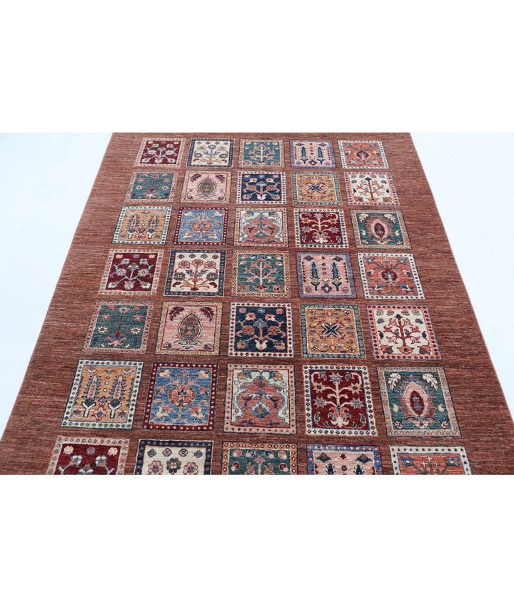 Afghan Bakhtiari Rug 4' 10" x 6' 6" Hand-Knotted | No. AT88958