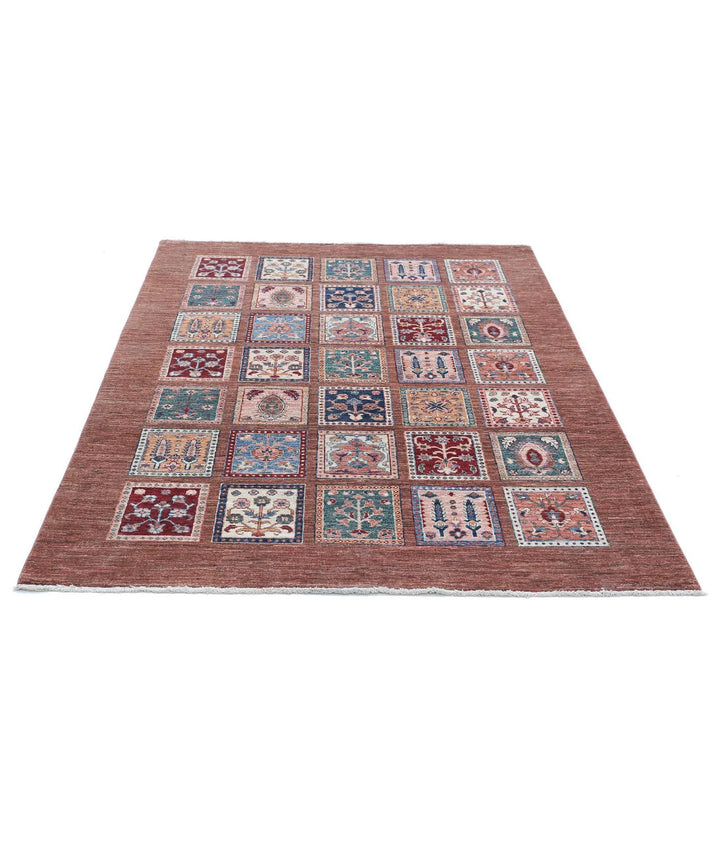 Afghan Bakhtiari Rug 4' 10" x 6' 6" Hand-Knotted | No. AT88958