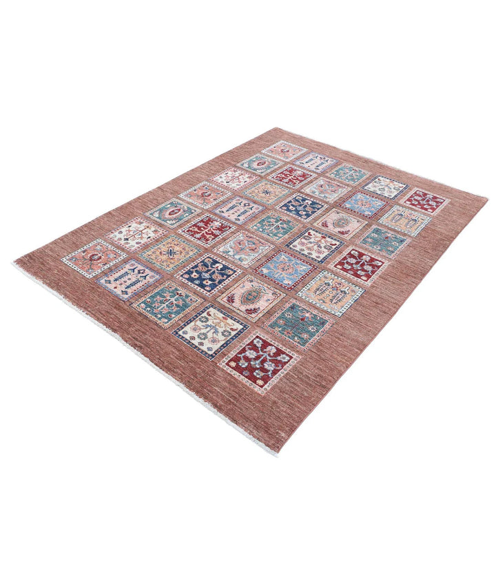 Afghan Bakhtiari Rug 4' 10" x 6' 6" Hand-Knotted | No. AT88958