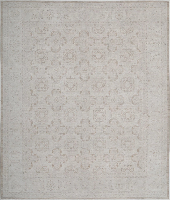 Ivory Afghan Serenity Rug 12' 0" x 13' 11" Hand-Knotted | No. AT89050
