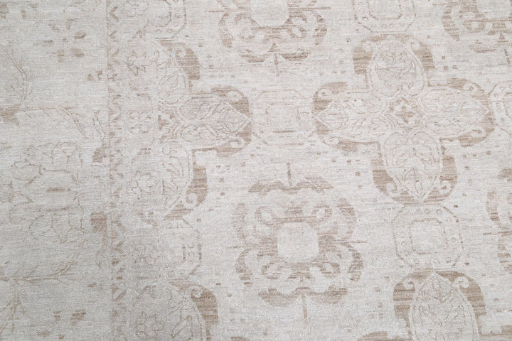 Ivory Afghan Serenity Rug 12' 0" x 13' 11" Hand-Knotted | No. AT89050