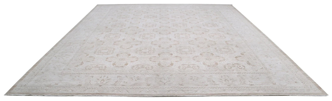 Ivory Afghan Serenity Rug 12' 0" x 13' 11" Hand-Knotted | No. AT89050