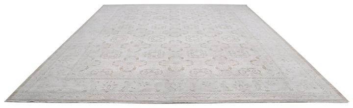 Ivory Afghan Serenity Rug 12' 0" x 13' 11" Hand-Knotted | No. AT89050