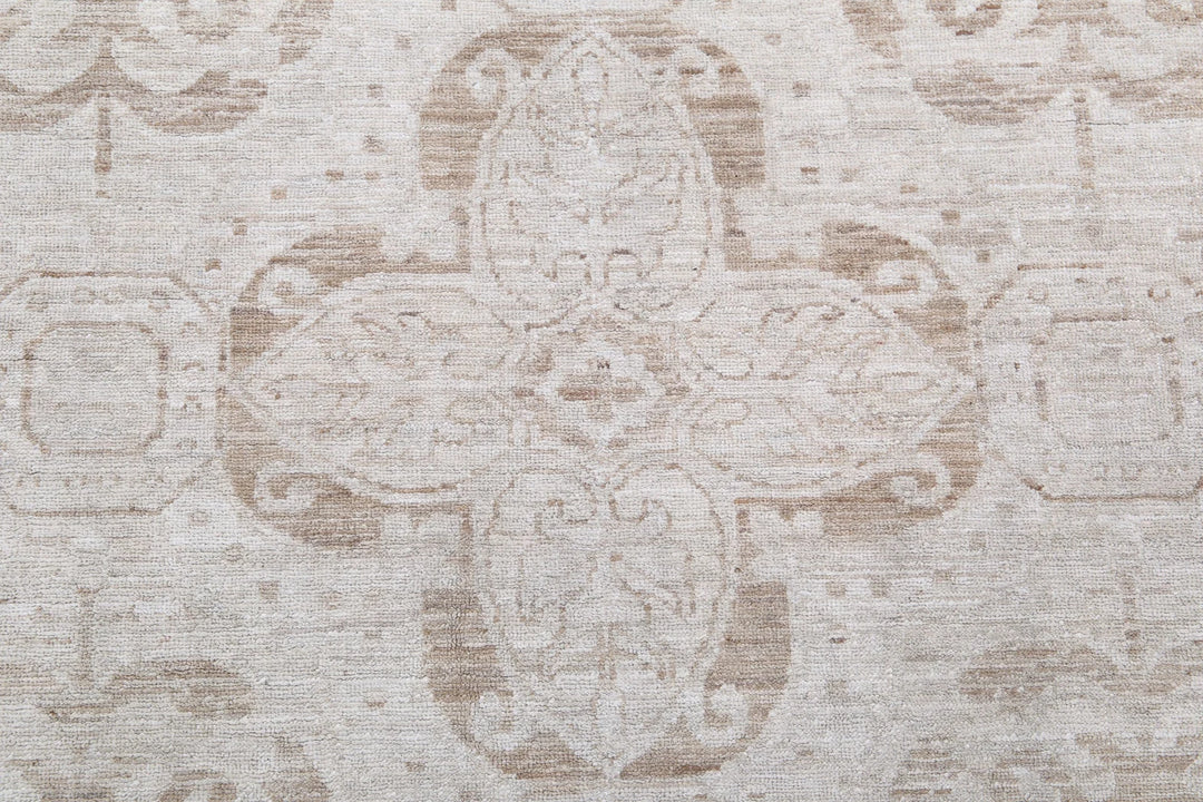 Ivory Afghan Serenity Rug 12' 0" x 13' 11" Hand-Knotted | No. AT89050