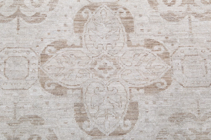 Ivory Afghan Serenity Rug 12' 0" x 13' 11" Hand-Knotted | No. AT89050