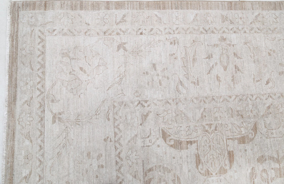 Ivory Afghan Serenity Rug 12' 0" x 13' 11" Hand-Knotted | No. AT89050