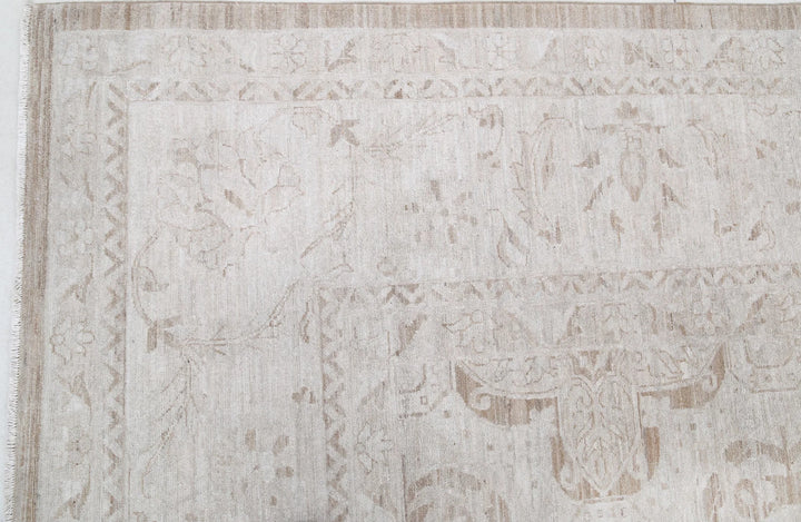 Ivory Afghan Serenity Rug 12' 0" x 13' 11" Hand-Knotted | No. AT89050