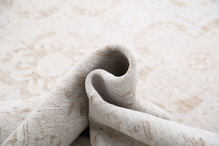 Ivory Afghan Serenity Rug 12' 0" x 13' 11" Hand-Knotted | No. AT89050