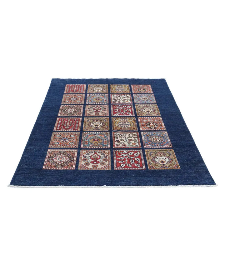 Afghan Bakhtiari Rug 4' 10" x 6' 3" Hand-Knotted | No. AT89067