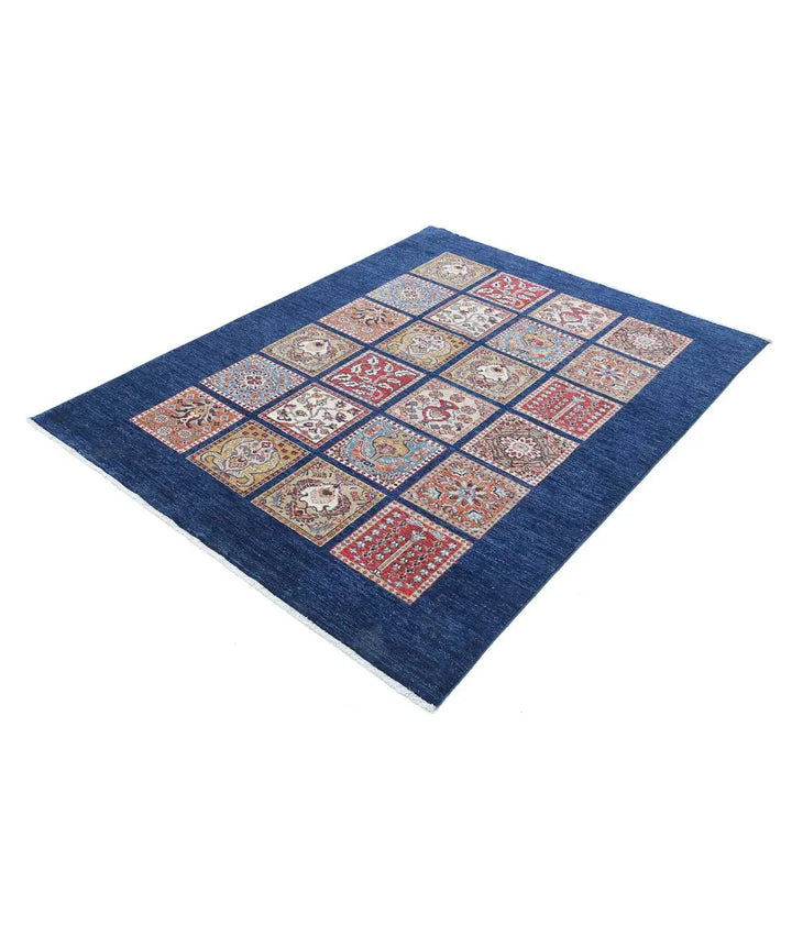 Afghan Bakhtiari Rug 4' 10" x 6' 3" Hand-Knotted | No. AT89067
