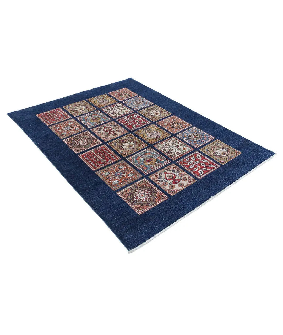 Afghan Bakhtiari Rug 4' 10" x 6' 3" Hand-Knotted | No. AT89067