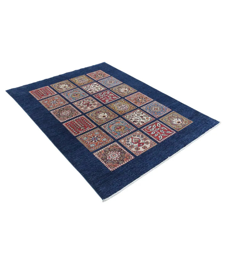 Afghan Bakhtiari Rug 4' 10" x 6' 3" Hand-Knotted | No. AT89067