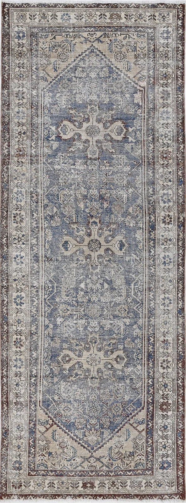 Persian Hamadan Runner Rug 3' 7" x 9' 8" Hand-Knotted | No. AT89200