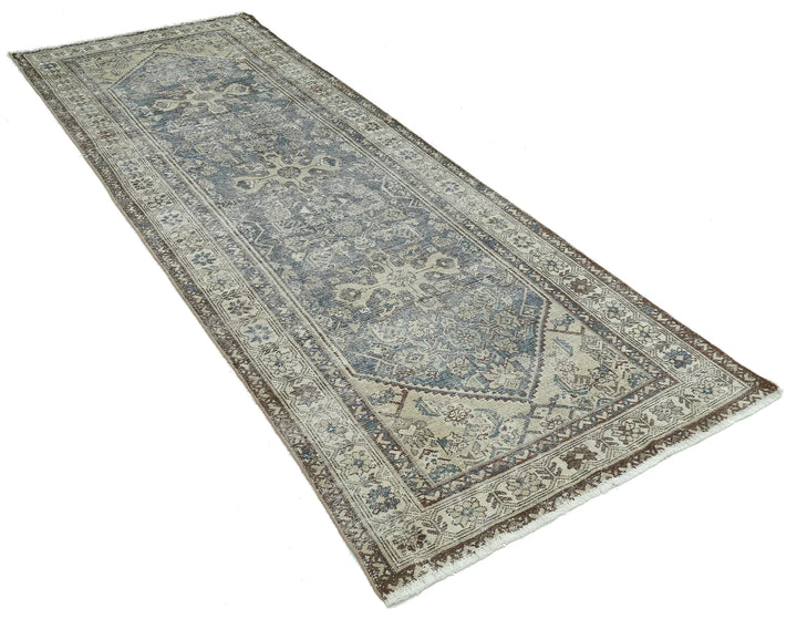 Persian Hamadan Runner Rug 3' 7" x 9' 8" Hand-Knotted | No. AT89200