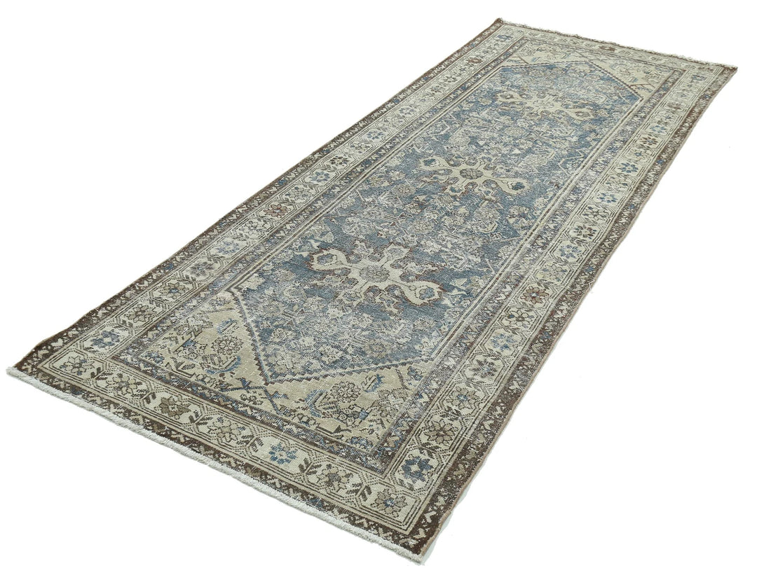 Persian Hamadan Runner Rug 3' 7" x 9' 8" Hand-Knotted | No. AT89200