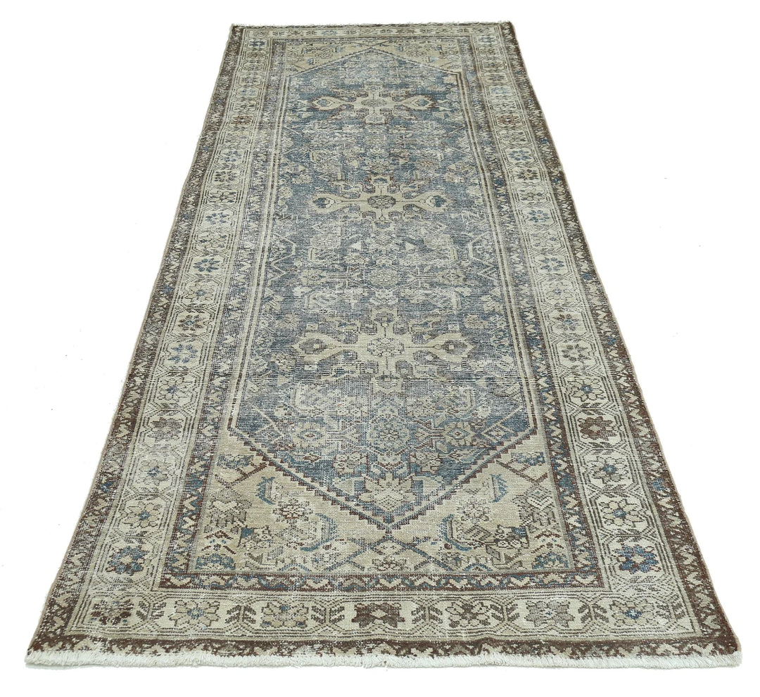 Persian Hamadan Runner Rug 3' 7" x 9' 8" Hand-Knotted | No. AT89200